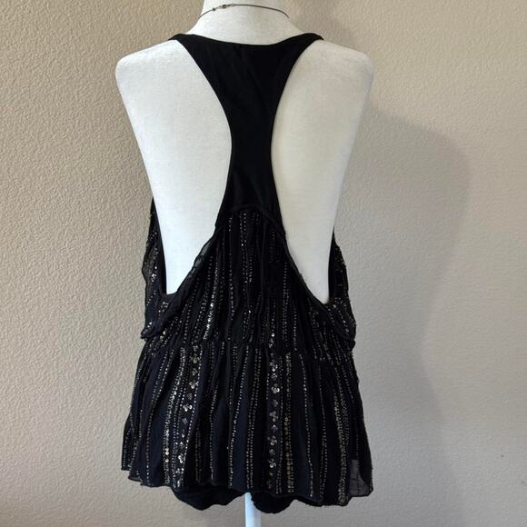 free people born to shime beaded and sequin black blouse nwot - Picture 4 of 6